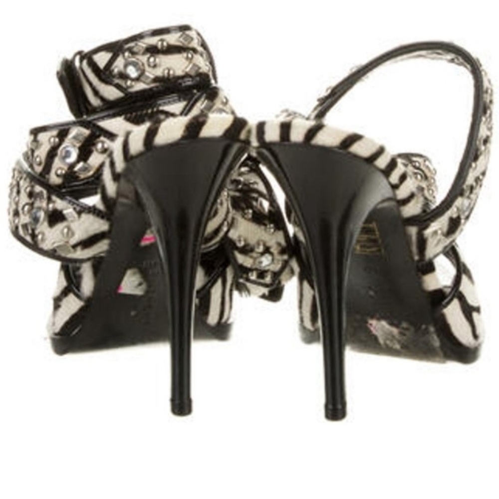 Givenchy Zebra Rhinestone Hair Print Stilletto Heels Size 37.5 Made in Italy - Picture 5 of 12